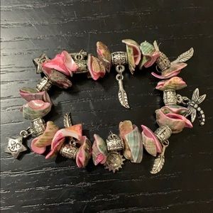 Bracelet handmade made with pink seashells charms